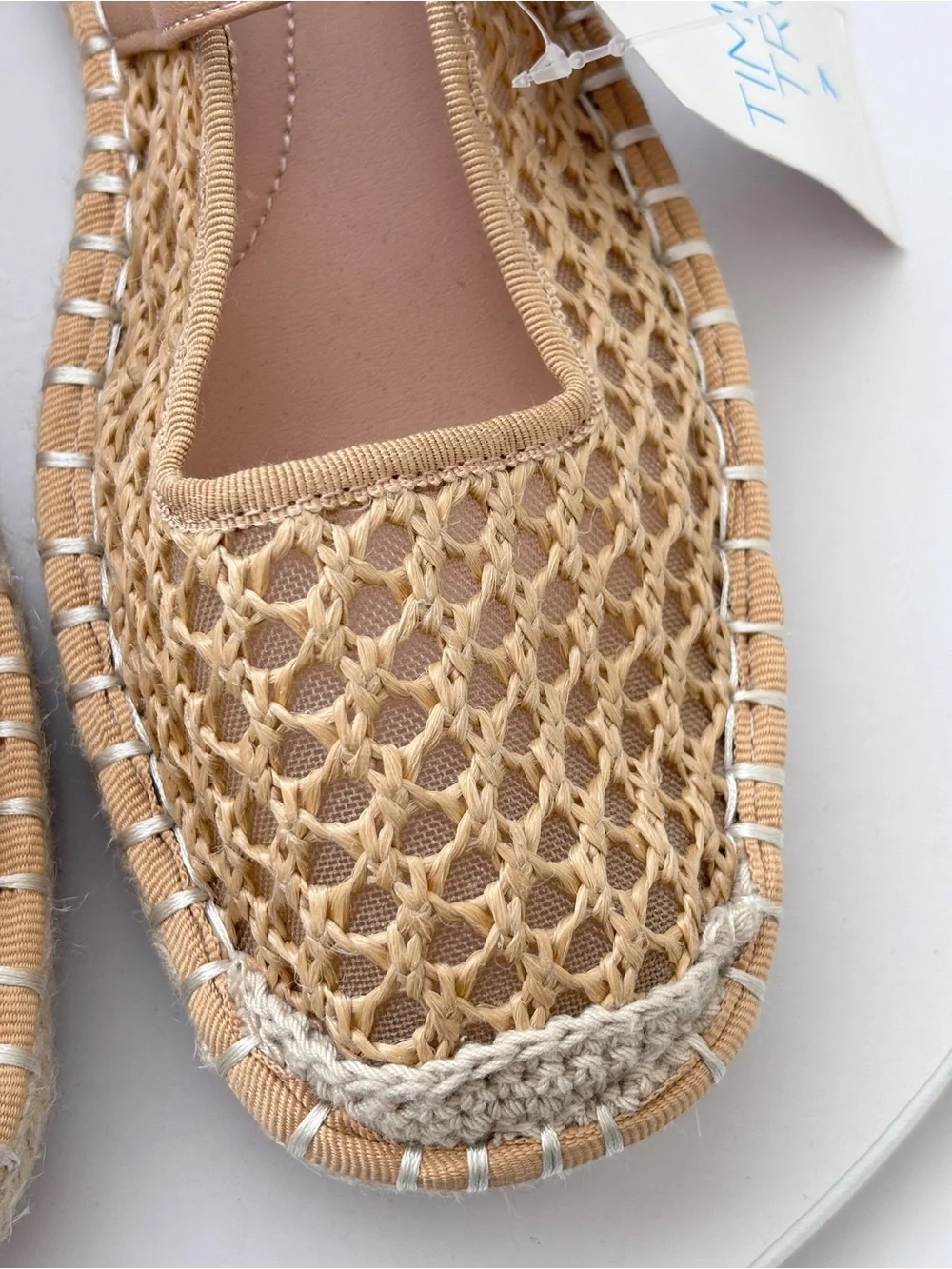 Time and Tru Raffia Espadrille Mary Jane Flats Womens 7 Memory Foam NWT